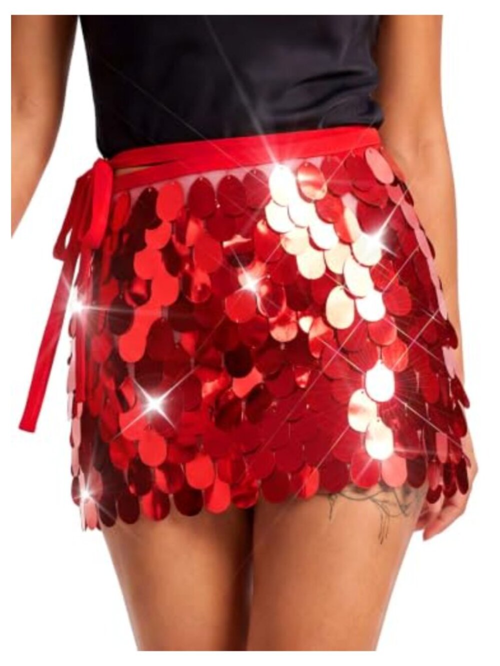 Sequin Mermaid Wrap Skirt Sparkly Belly Dance Rave Skirt for Women